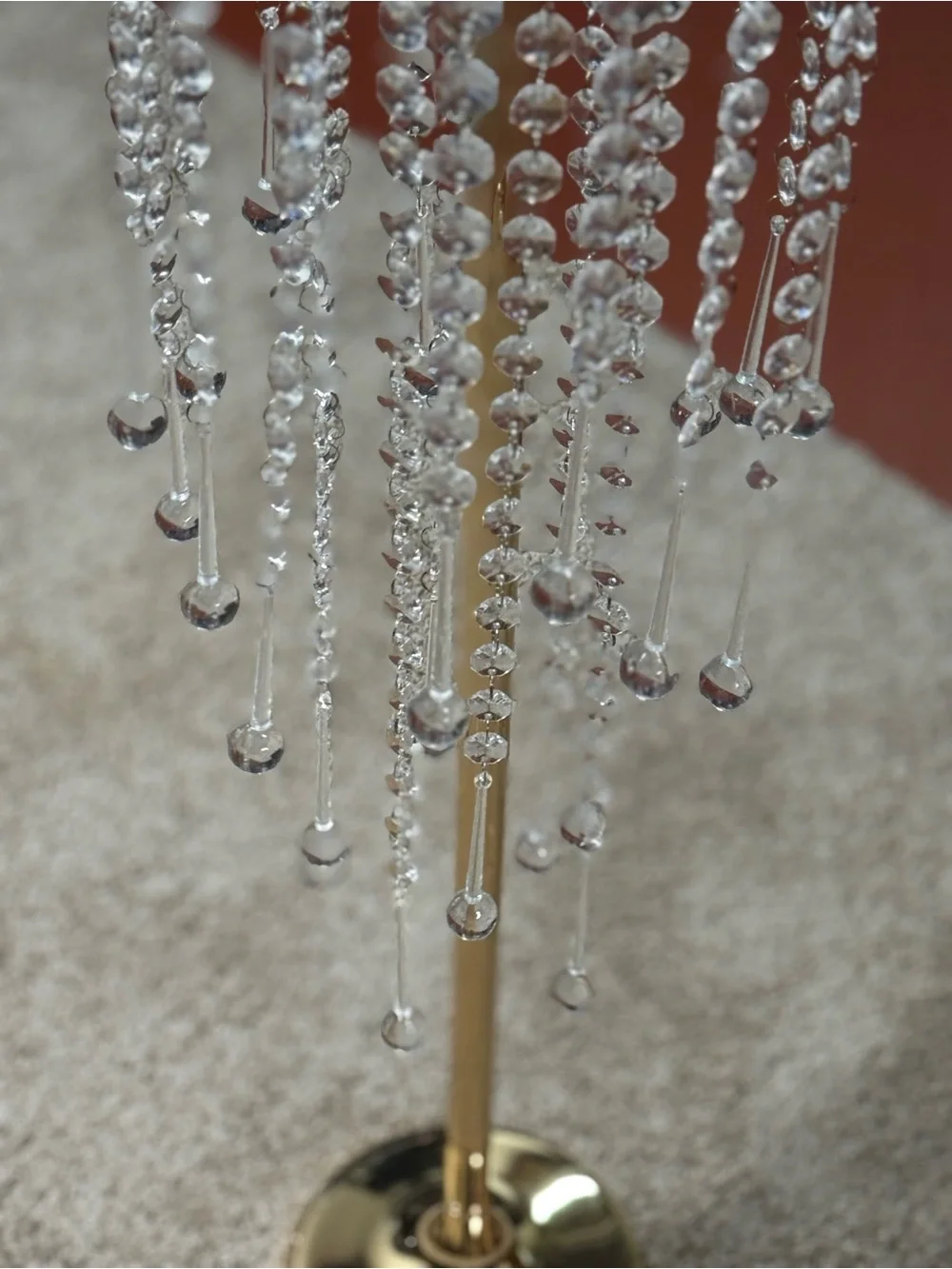 Gold Crystal Tall Centerpiece with White Floral Top